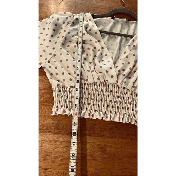 ZARA PURPLE POLKA DOT LONG SLEEVE CROP TOP SIZE L - Picture 7 of 10